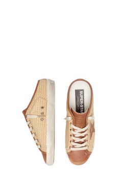 Super Star Sabot Raffia Upper Leather Toe Tongue And Star